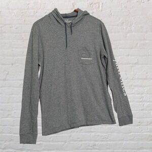 Vineyard Vines Mens Small Gray‎ Long Sleeve Hooded Graphic T-Shirt Cotton Pocket